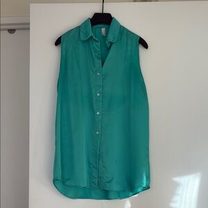 American Apparel Green Sleeveless Blouse with Notched Collar